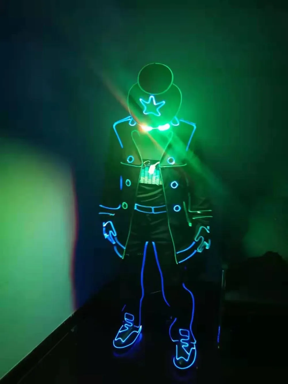 Tron Legacy Burning Man светящийся костюм светодиодный Хэллоуин косплей оптоволоконный