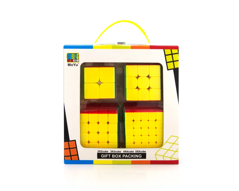 

4pcs/Set Moyu 2x2 3x3 4x4 5x5 Magic Cube Set Mofang Jiaoshi Black Stickerless Pack Puzzle Speed Cube Educational Toy Gift Box