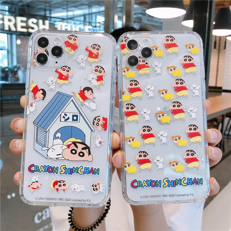 

Прозрачный милый аниме чехол Crayon Shin-chan для iPhone 7 8 Plus 11 12 13 pro max X XR XS MAX, мягкий силиконовый чехол