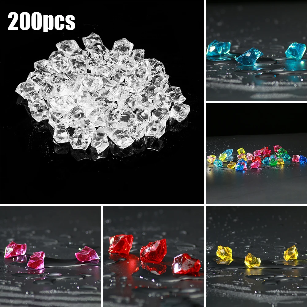 

200*Acrylic Stones Acrylic Crystal Gem Stone Ice Rocks Vase Plant Hydroponic Decoration 6*9mm For Vase Fish Tank Decoration