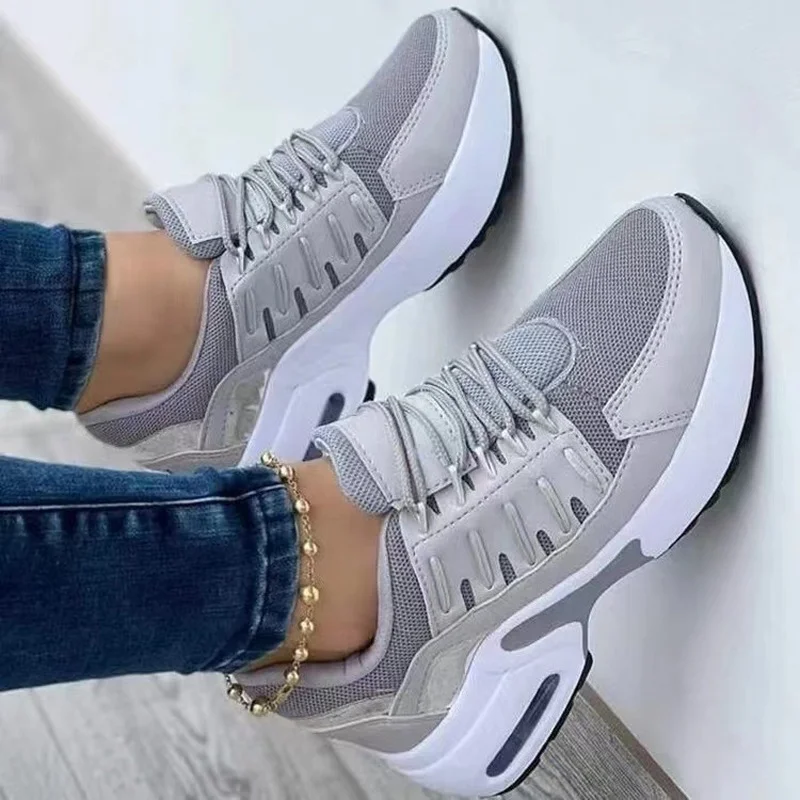 

Wedge Sneakers Women Lace-Up Height Increasing Sports Shoes Ladies Casual Platform Air Cushion Comfy Vulcanized Shoes plus size
