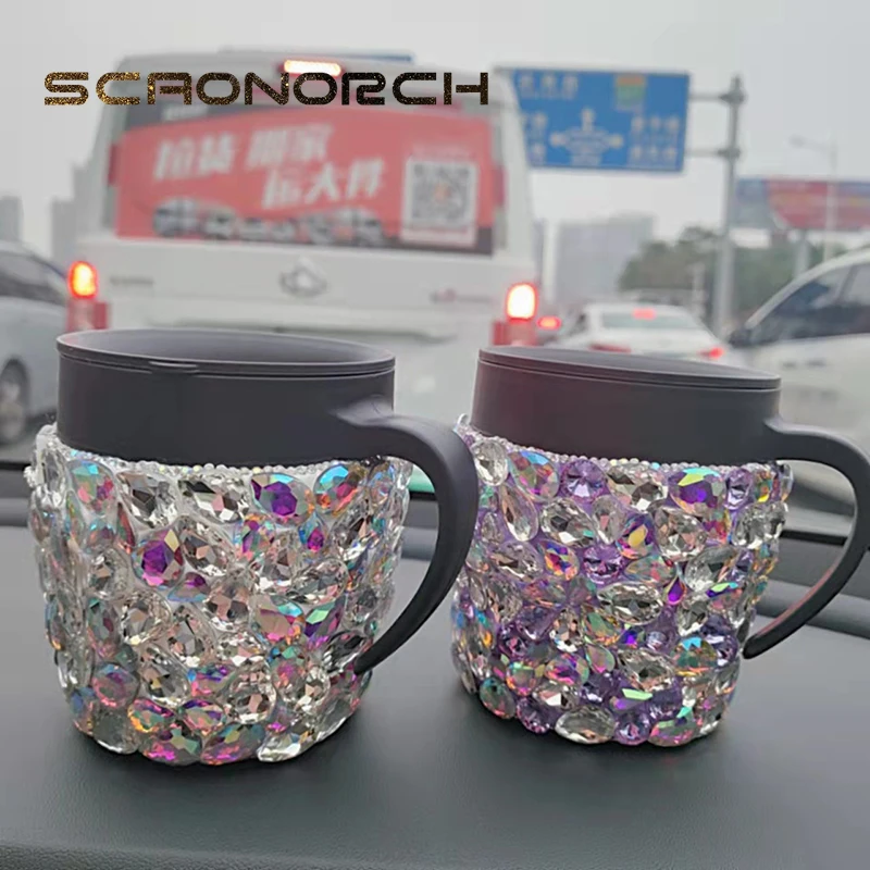 

Кружка для кофе Bling, изолированная вакуумная кружка-неваляшка из нержавеющей стали с крышкой, прозрачная чашка для чая Kawaii, сохраняющая холо...