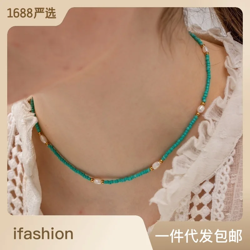 

Ins Style Fashion Women's Female Necklace Stainless Steel Imitation Pearl Jewelry For Girl