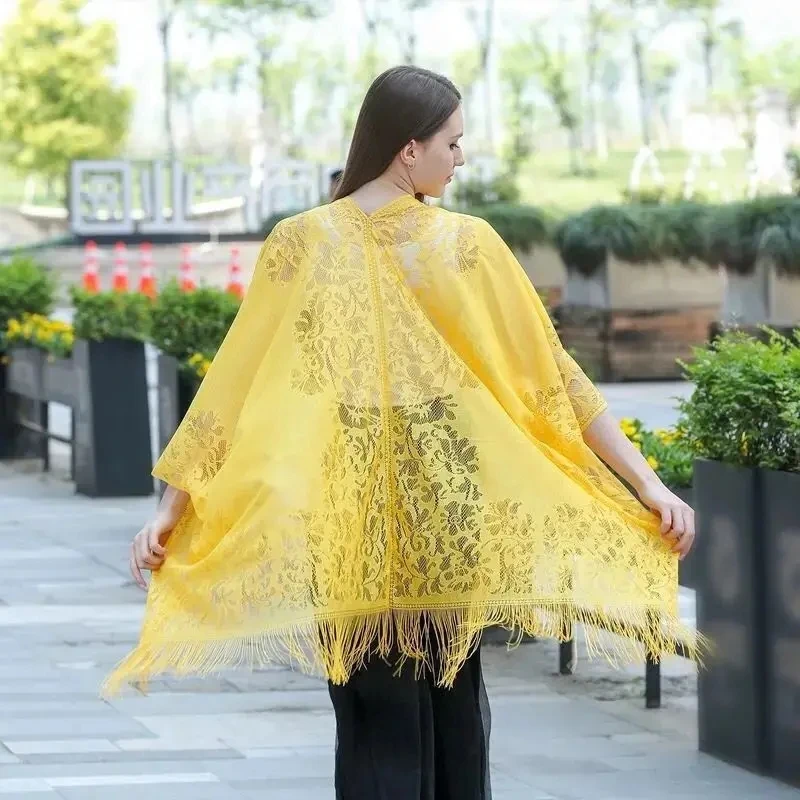 Пляжная Солнцезащитная одежда кружевной кардиган летняя верхняя накидка