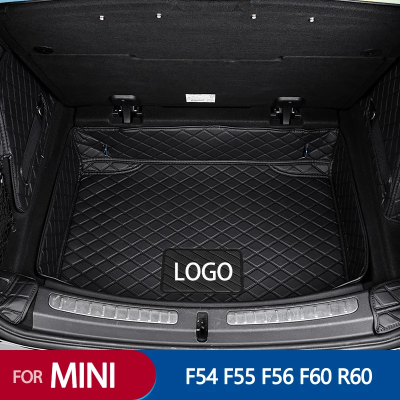 Черная кожаная черная линия задний багажник автомобиля нижний коврик защитный