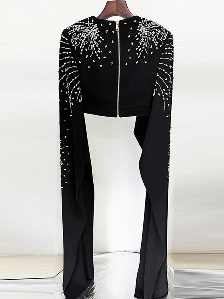 DEAT Элегантный комплект из 2 предметов с рюшами на молнии короткий топ свободные