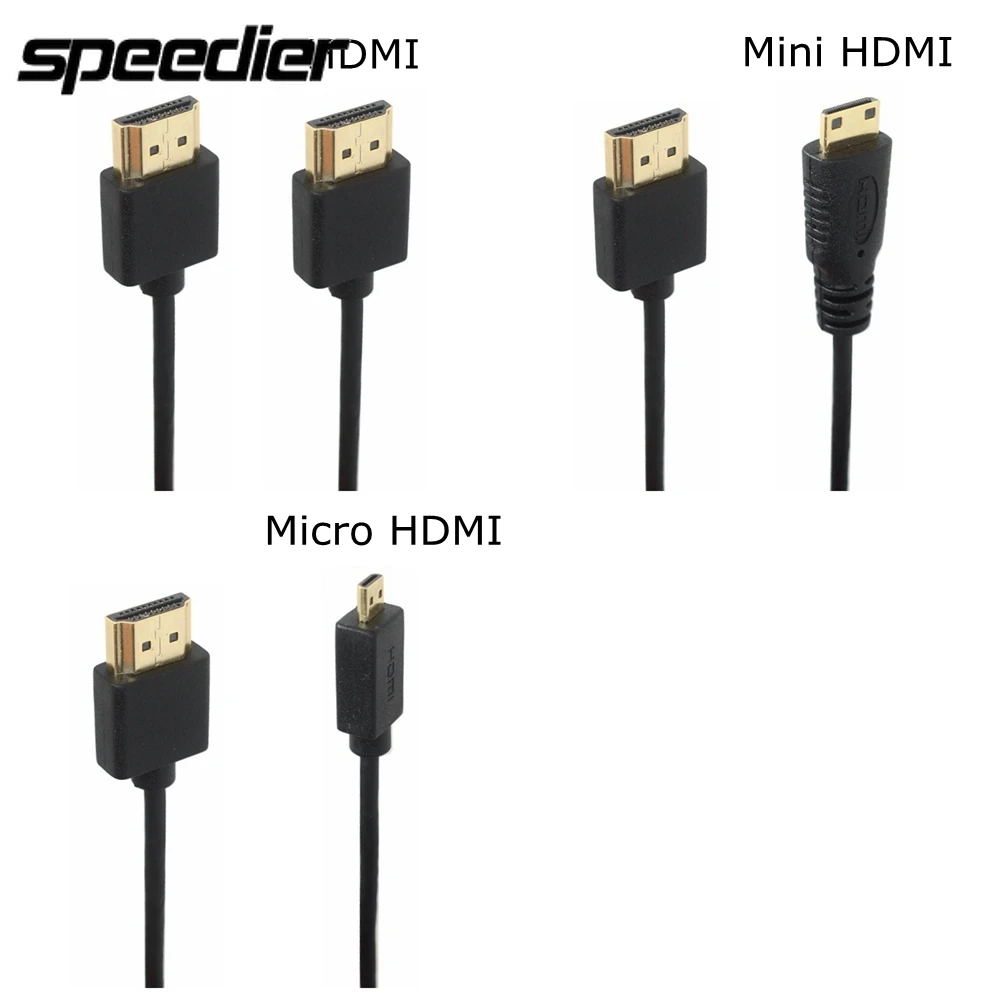 

OD 3.0mm Super Soft Micro HDMI-compatible & Mini HDMI-compatible male Thin Cable 2k 4k hd @60hz Light-weight Portable