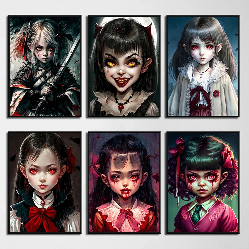 Готический Темный Стиль Дьявол И Ангел Ретро Комикс Плакат Печать На Холсте Без