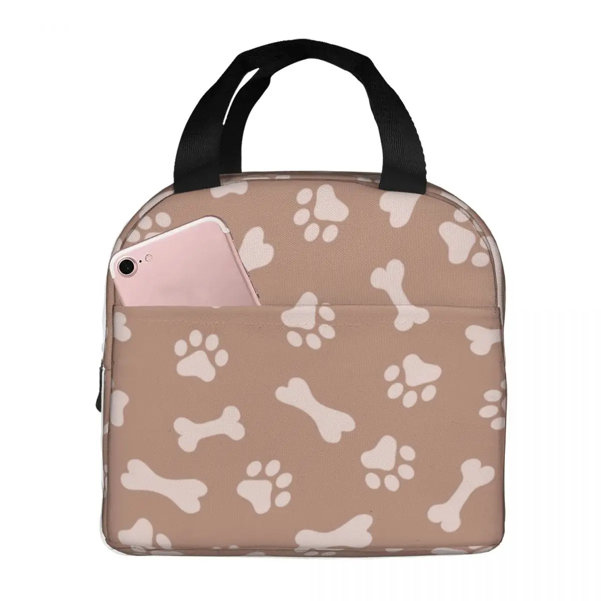 Cute Animal Paw Pattern Lunch Bag Portable Insulated Canvas Cooler Bags Thermal Cold Food Picnic Travel Lunch Box for Women Girl