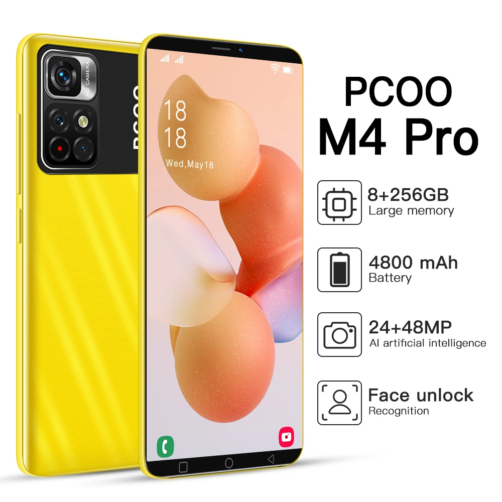 Сотовый телефон M4Pro 5 дюйма 24 + 48 Мп Face ID процессор MTK6983 8 128 ГБ двойная карта 000 мАч