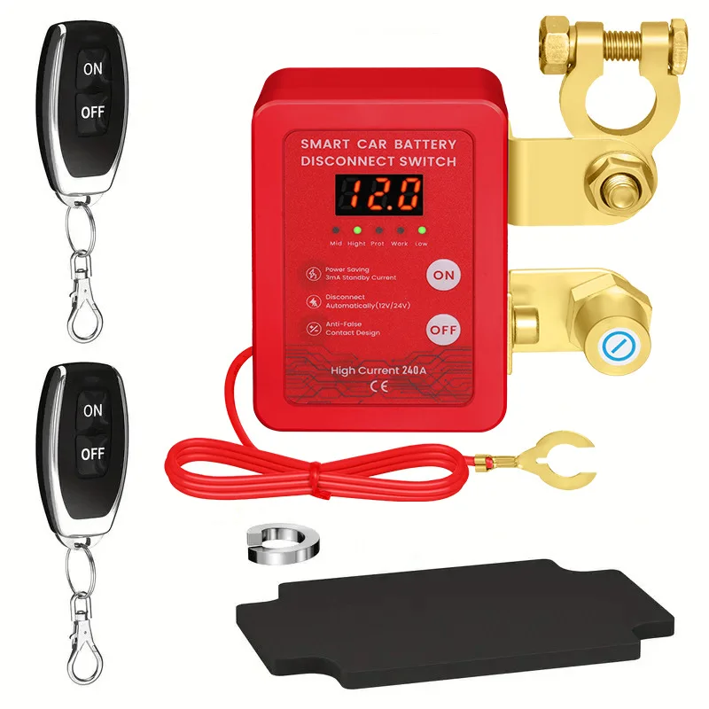 

240A Kill Switch 12V Дистанционный выключатель аккумулятора со светодиодным дисплеем напряжения Автоматический выключатель питания для автомобиля
