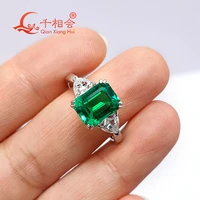 79mm emerald 925 silver green color emerald ring with trillion moissanite for wedding engagement party gifts