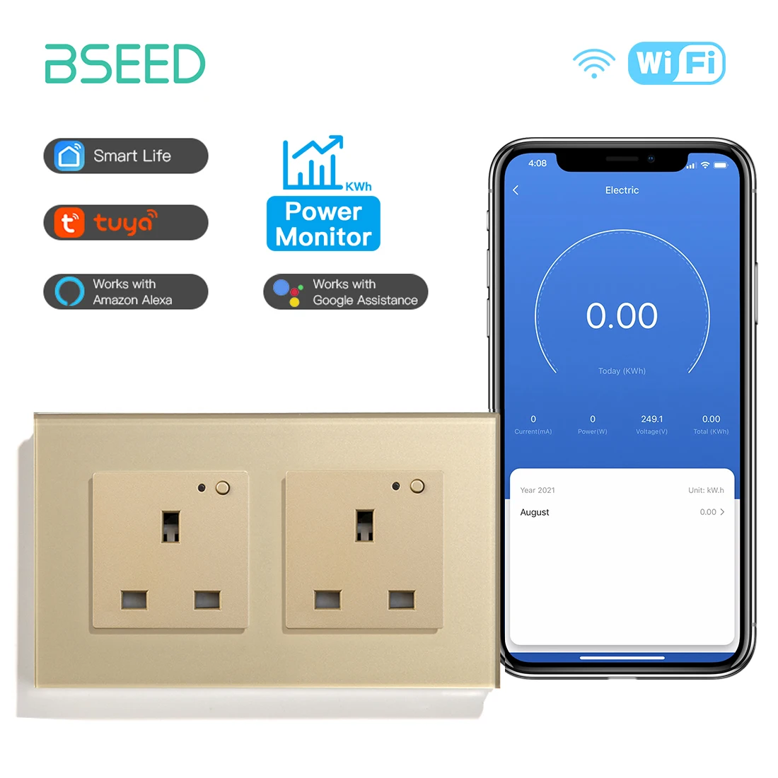 

Умные двойные розетки BSEED Wi-Fi 13A