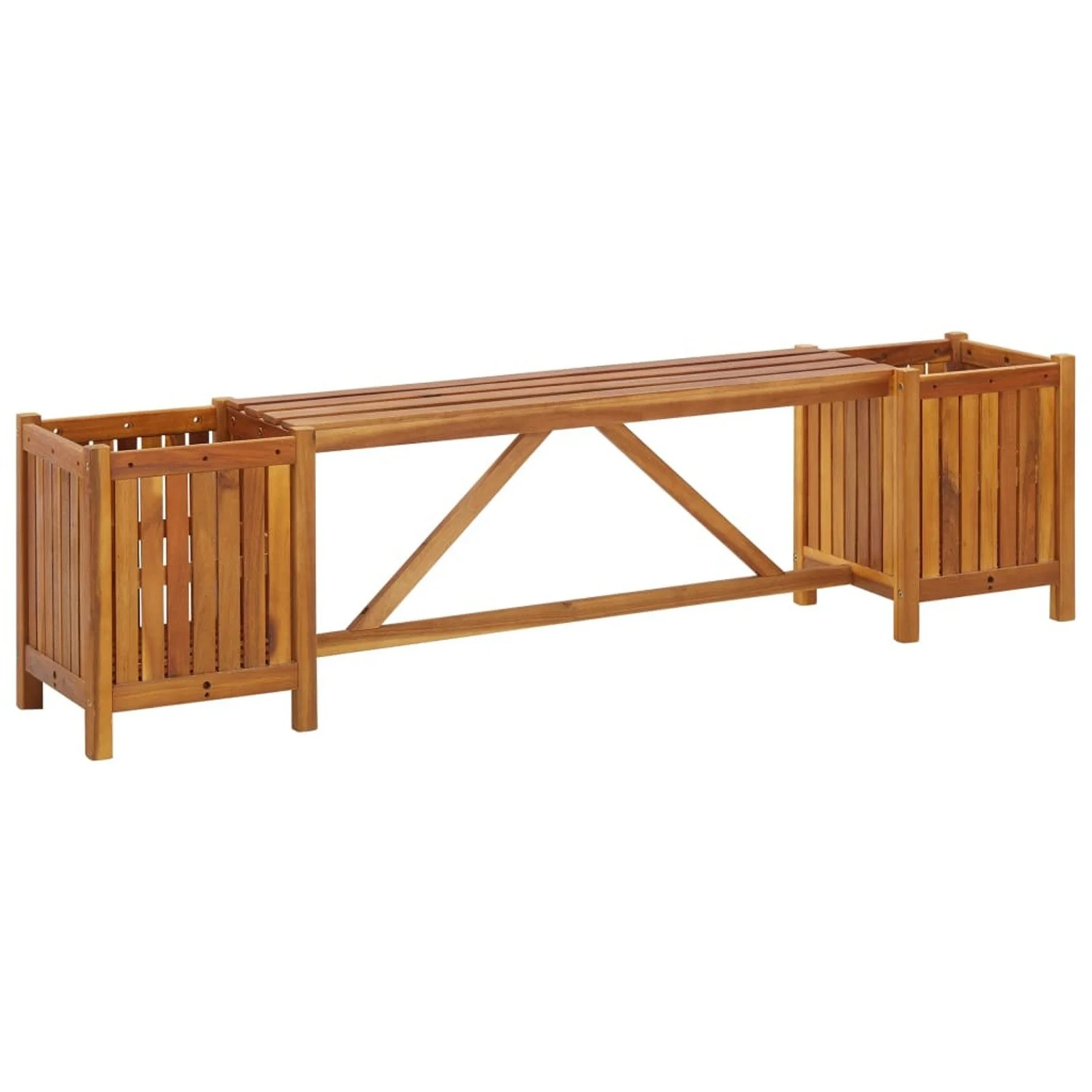 

Garden Bench with 2 Planters 59.1"x11.8"x15.7" Solid Acacia Wood