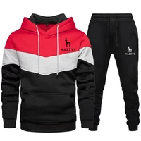 2022 european and american new hazzys mens and womens casual jumper casual pants couple stitching hoodie all match suit