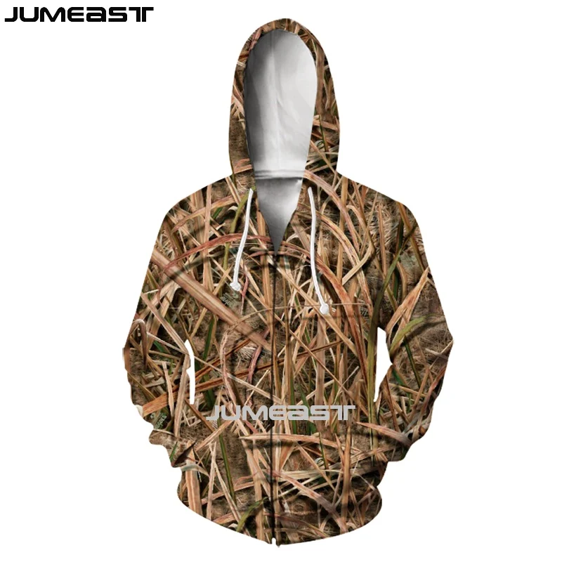 

Jumeast, камуфляжные мужские толстовки на молнии с 3D принтом бульраш, камуфляжные женские свитшоты с капюшоном для охоты в джунглях, куртка оверсайз, одежда