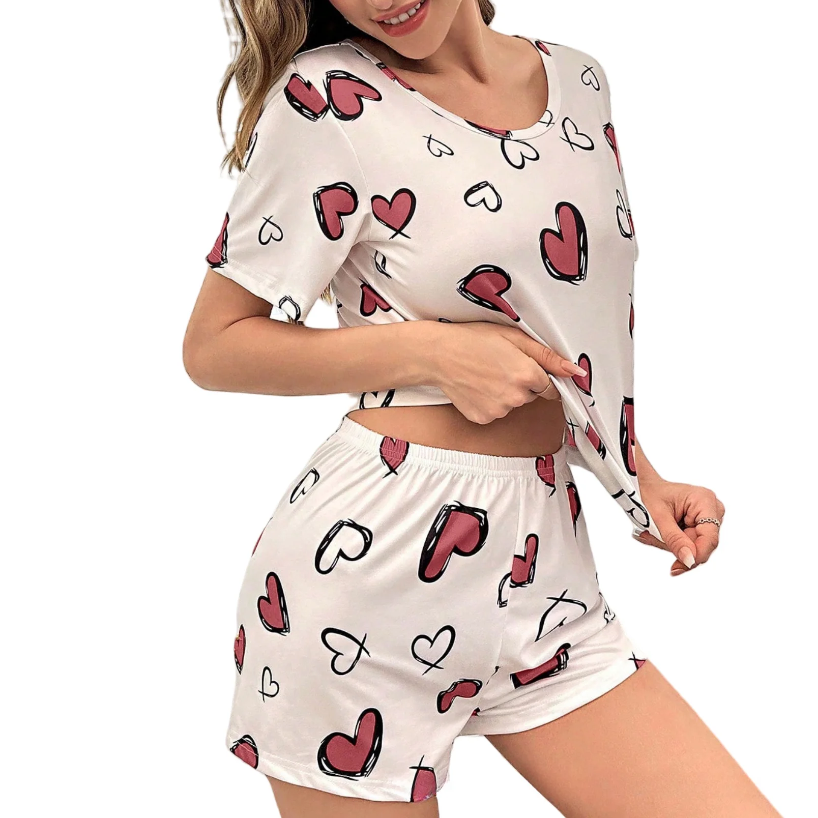 Пижамный комплект с шортами Love Женская домашняя одежда для отдыха сна