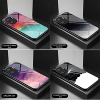 capa for honor x40i tempered glass phone case for honor x8 x30 9x lite 8a 8x gradient starry sky glass hard phone cover fundas