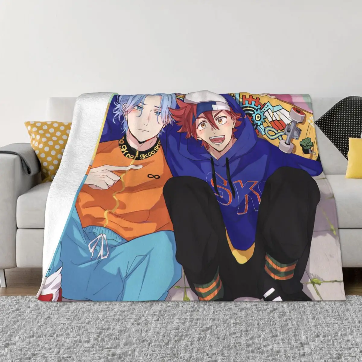 

Reki Langa Yaoi Blanket Fleece Decoration Anime SK8 the Infinity Lightweight Thin Throw Blankets for Bedding Travel Bedspreads