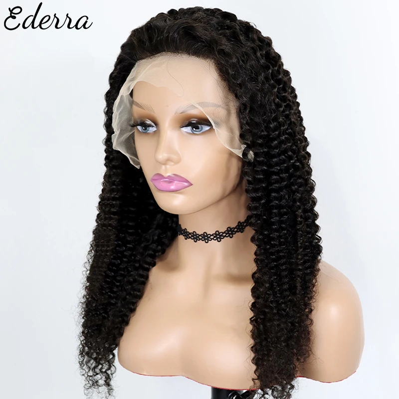 

13x4 Kinky Curly Lace Closure Human Hair Wig Brazilian Remy 180% Curly Wave Wigs for Black Women Transparent Lace Front Wigs