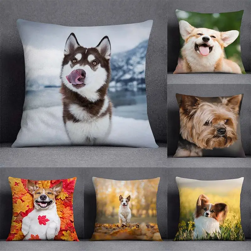 

Cute Puppy Pattern Decorative Pillowcase Square Pillowcase Home Office Decorative Cushion