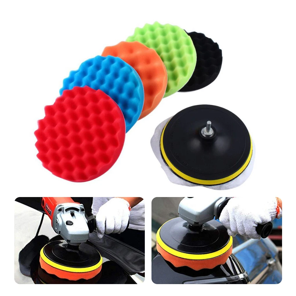 

8Pcs Buffing Pad 3-7 inch Car Polishing Pad Car Sponge Polishing Pad Kit Abrasive Polisher Drill Adapter Waxing Compound Tools