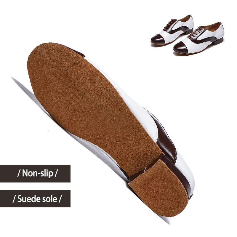DKZSYIM New Latin Dance Shoes Men Adult Professional Salsa dance Shoes Genuine Leather Plus Size Low Heel Ballroom Tango Shoes