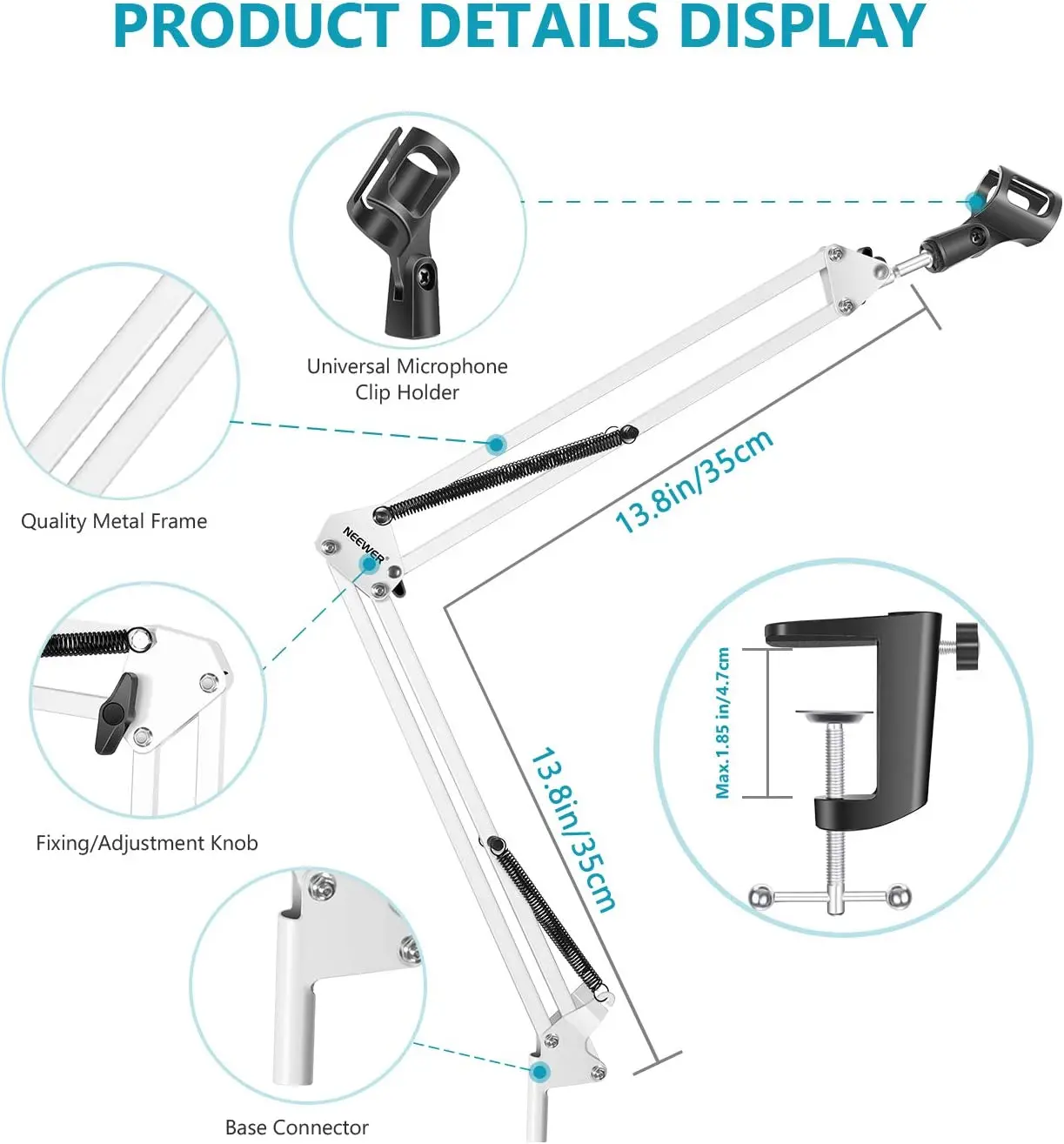 Регулируемая подвесная штанга для микрофона NEEWER ножничная стойка радиовещания