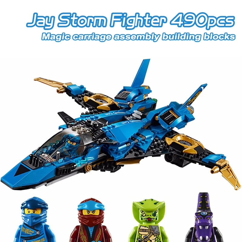 

Строительные блоки серии ниндзя Jay Storm Fighter, совместимые с 70668 Blaster, самолёт, фигурки, игрушки для детей, подарки для мальчиков