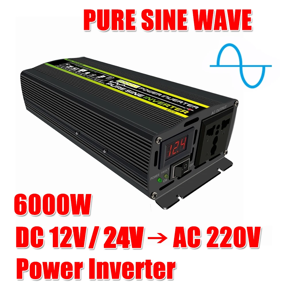 

Pure Sine Wave Inverter Car Voltage Converter Smart Digital Display Solar Power Inverter 6000/4000/3000W 12/24/48/60V to 220V