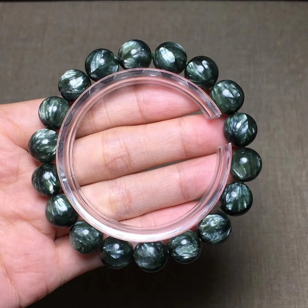 

11mm Natural Seraphinite Bracelet Jewelry For Women Lady Man Wealth Gift Healing Crystal Beauty Stone Round Beads Strands AAAAA