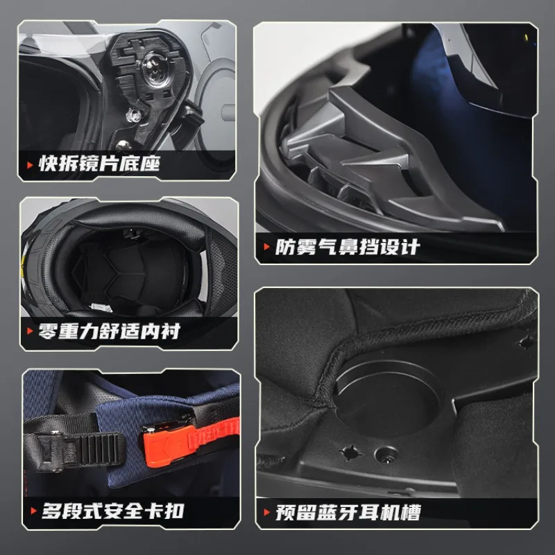 Dot ECE Certified Motorcycle Helmet Men's Four Seasons Universal Autumn and Winter Full Luminous helmet