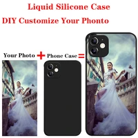 new high quality soft liquid silicone tpu phone case customized photo for iphone 11 pro max 12 mini xr xs 8 x 7 6splus se fundas