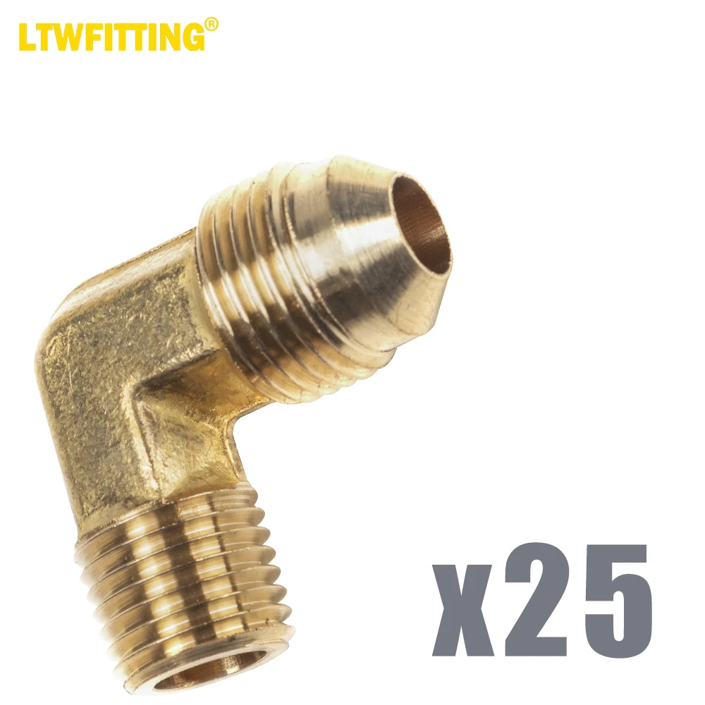 Латунный фитинг LTWFITTING 3/8 &quotOD x 1/4" Male NPT 90 градусов с локтем (комплект из 25 шт.)