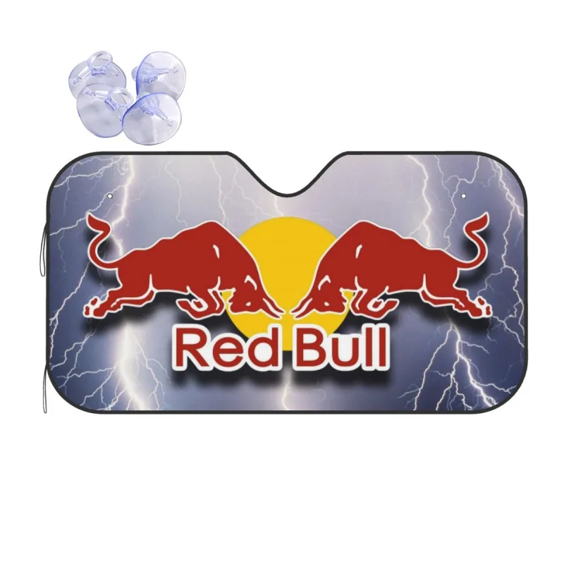 

Red Double-Bull Retractable Windshield Sunshade Animal Foils Car Sunshade Front Window Cover
