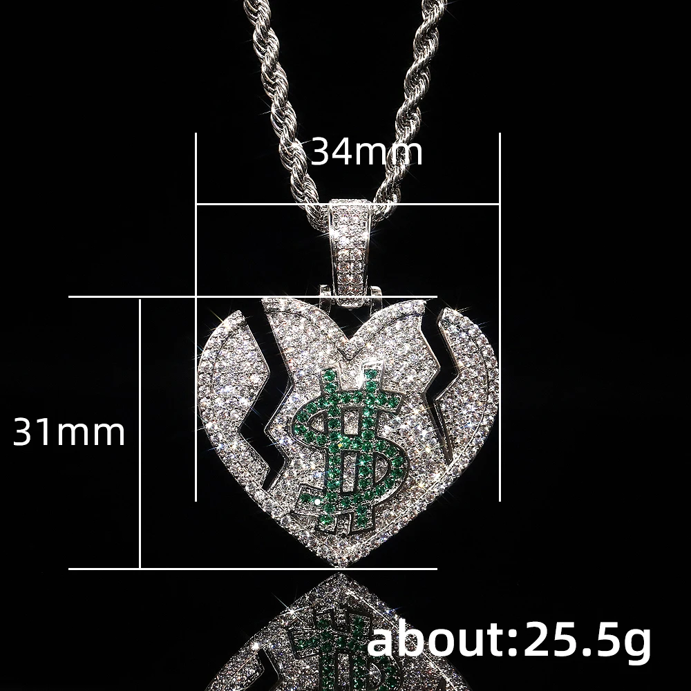 Huitan длинное ожерелье с подвеской в форме сердца для женщин/мужчин зеленым знаком