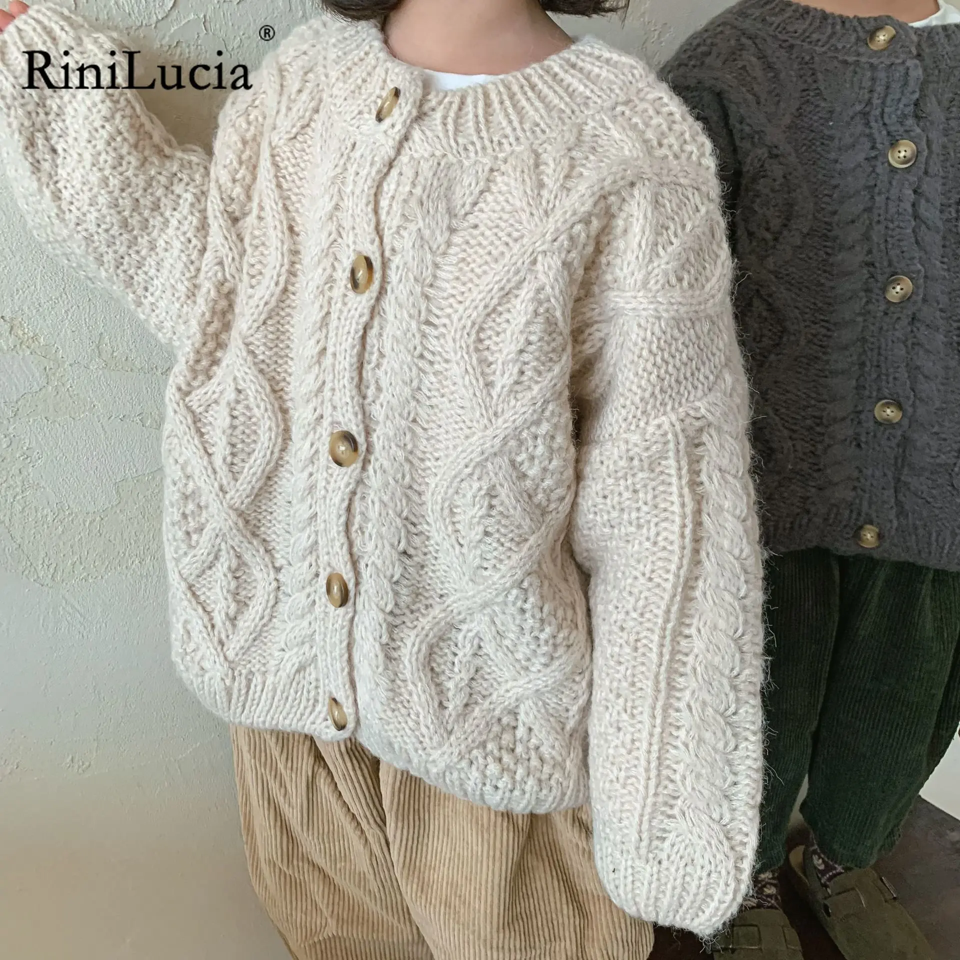 

RiniLucia 2023 Autumn Toddler Boys Knitted Sweater Baby Boys Solid Cardigans Outwear Children Clothes Kids Girls Knitwear Jacket