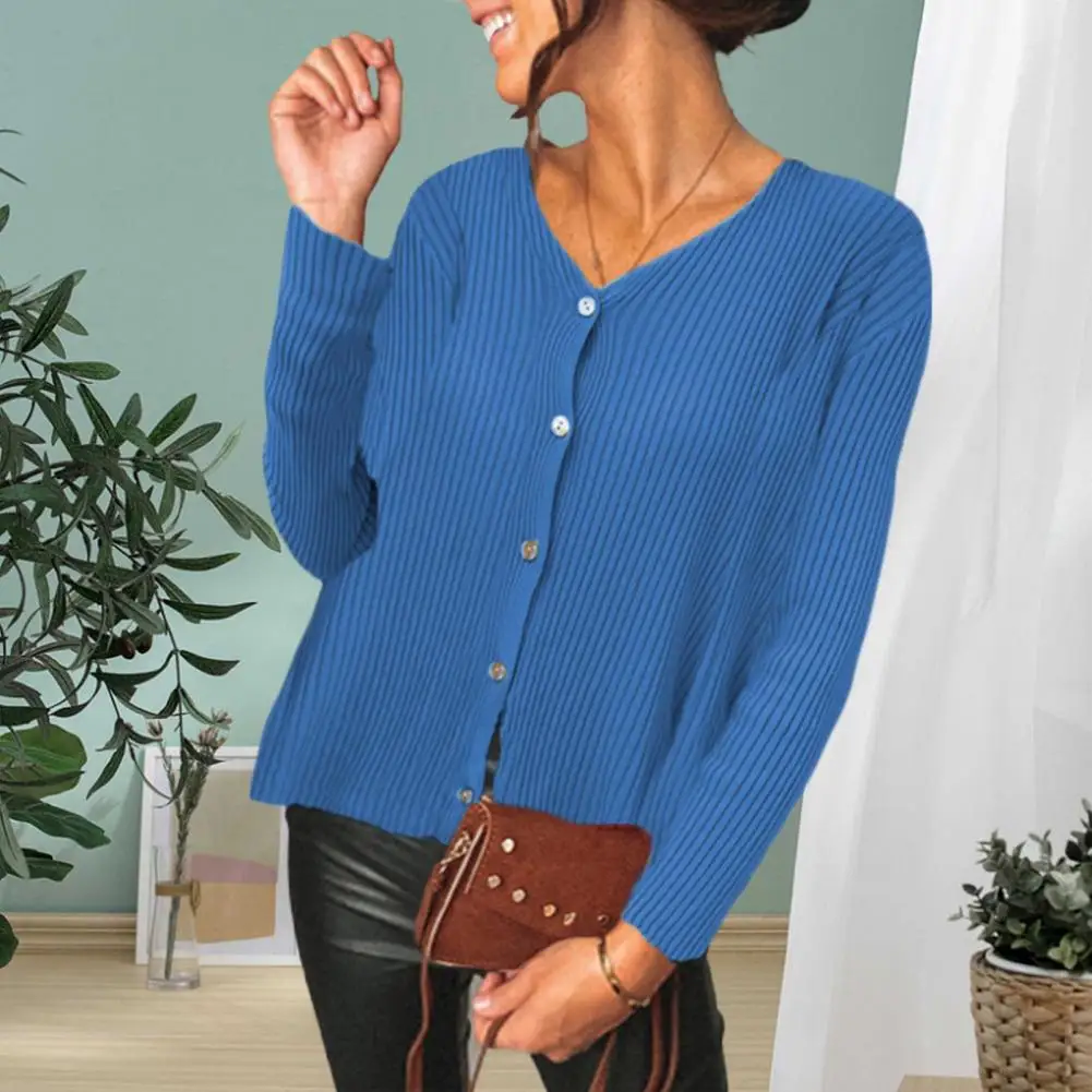 

Trendy Woman Buttons Solid Sweater Cardigan Knitwear Ladies Sweater Windproof Thick