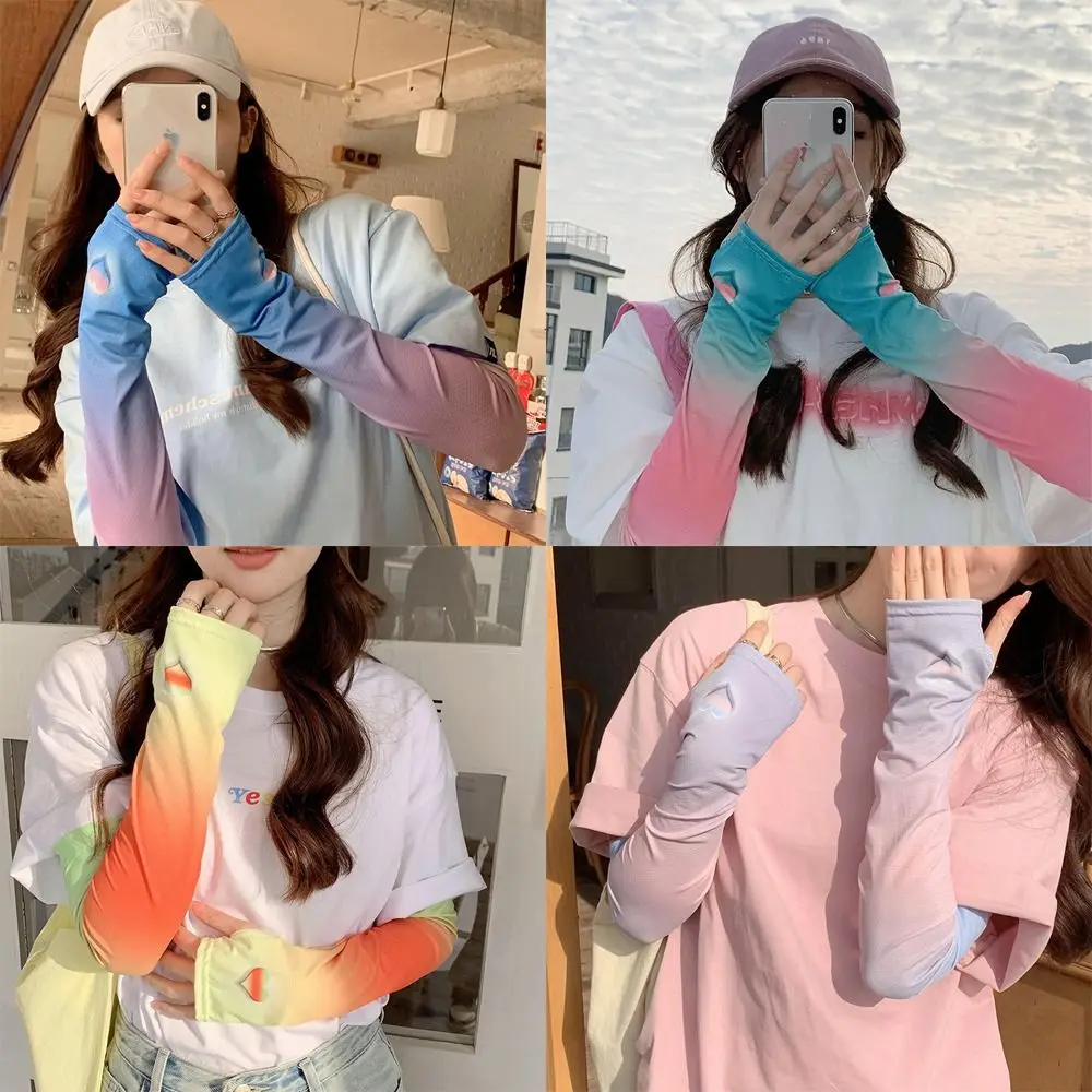 

New Summer Trend Ice Arm Sleeve Loose Women Long Fingerless Soft Sun Protection Driving Gloves Breathable Cool Sleeve