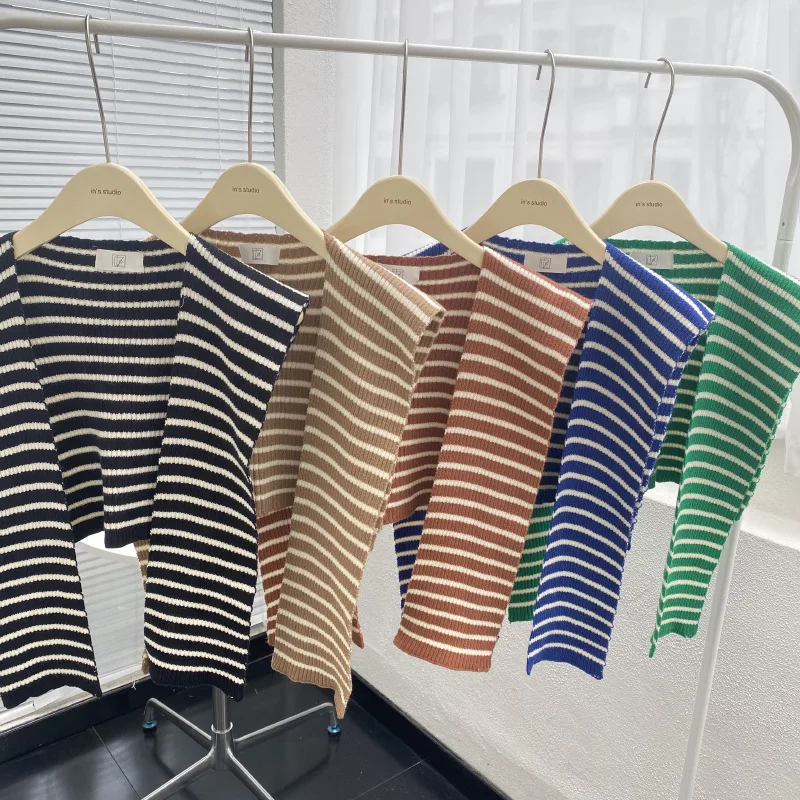 

Striped Knitted Fake Collar for Women Sweater Blouse Tops Shoulder Wraps Shirt Detachable Collar Shawl Removable False Collar