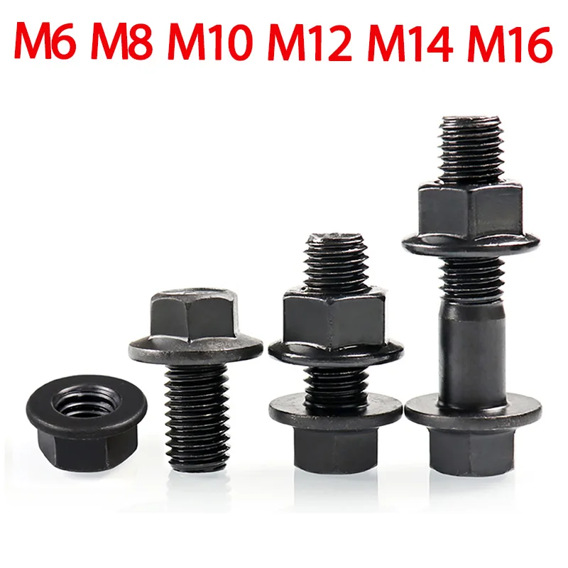 

M6 M8 M10 M12 M14 M16 External Hex Screw Flange Hexagon Nut Screw Steel Bolt With Gasket Set Grade 10.9 High Strength