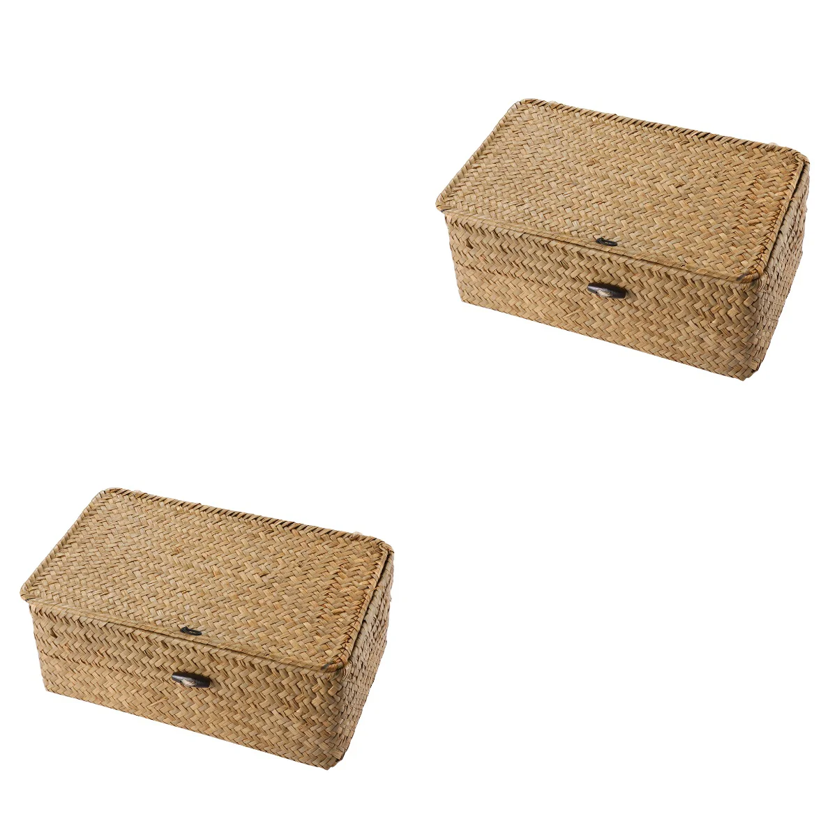 

2 pcs Woven Basket with Lid Desktop Storage Basket Woven Storage Bins Rattan Baskets Storage Basket