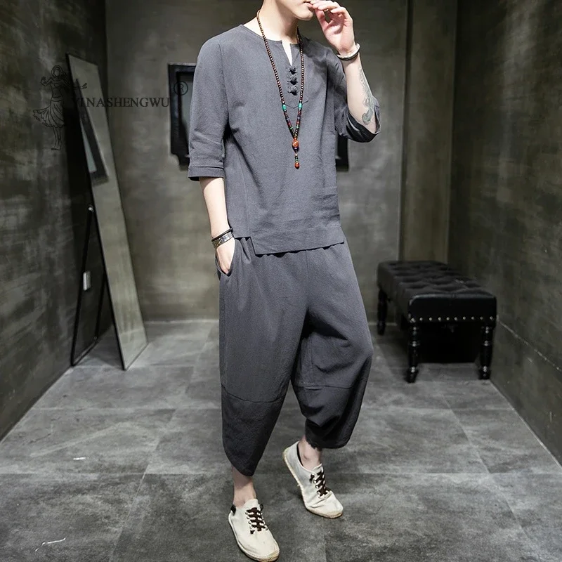 Костюмы в японском стиле кимоно футболка с короткими рукавами брюки из двух