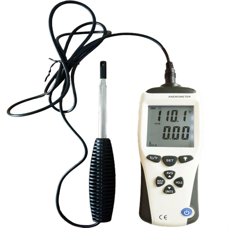 

Digital Anemometer with Hot-Wire slim Probe sensor low Air velocity and volume measurement