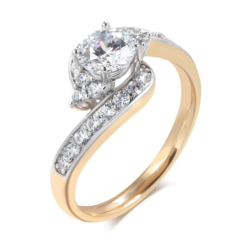 

Роскошное свадебное кольцо Kinel с инкрустацией из микровоска из натурального циркона 585 розовое золото изящные кольца для женщин Модные Винт...