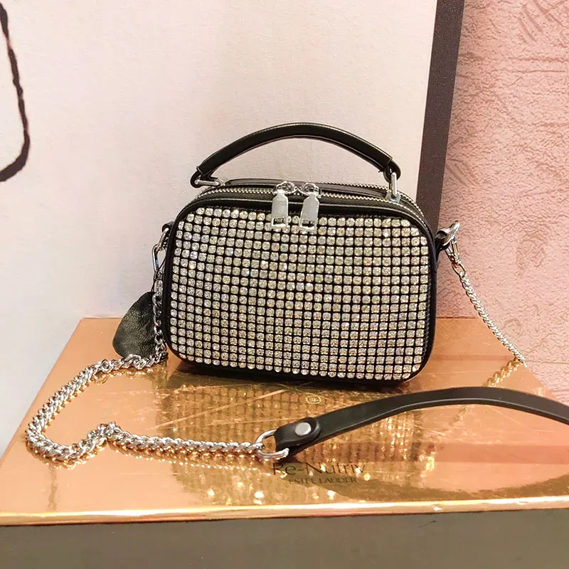 

Real Leather Handbags for Women 2022 Designer Luxury Purses and Handbags Shining Diamond Bolsas De Mujer Small Side Bags