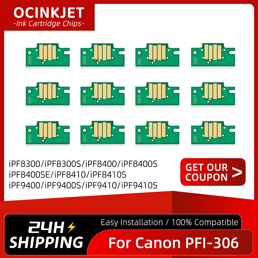 12 цветов для Canon PFI-306 PFI306 чип картриджа с чернилами imagePROGRAF iPF8400 iPF9400 iPF8410 iPF9410 iPF8410S