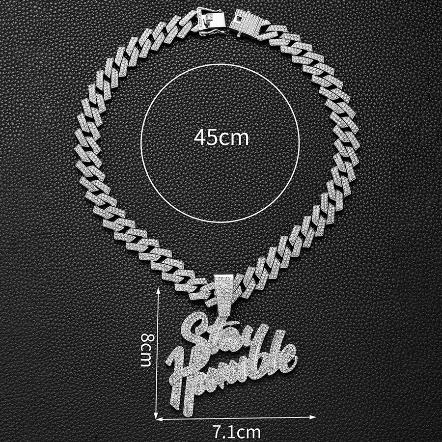 Мужское женское хип-хоп блестящие буквы Stay Humble кулон кубинское ожерелье золото