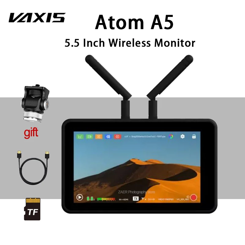 

Vaxis Atom A5 5.5 Inch Wireless Video Monitor 150m Wireless Transmission System Portable Transmitter or Receiver in one Monitor