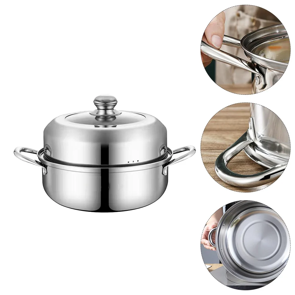 

1Pc Stainless Steel Cookware Soup Pot Kitchen Pot Steaming Pot (Silver)